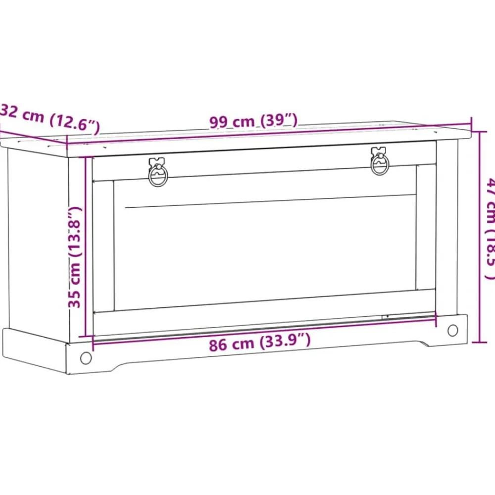vidaXL Zapatero Corona madera maciza de pino 99x32x85 cm Cera de miel Outlet