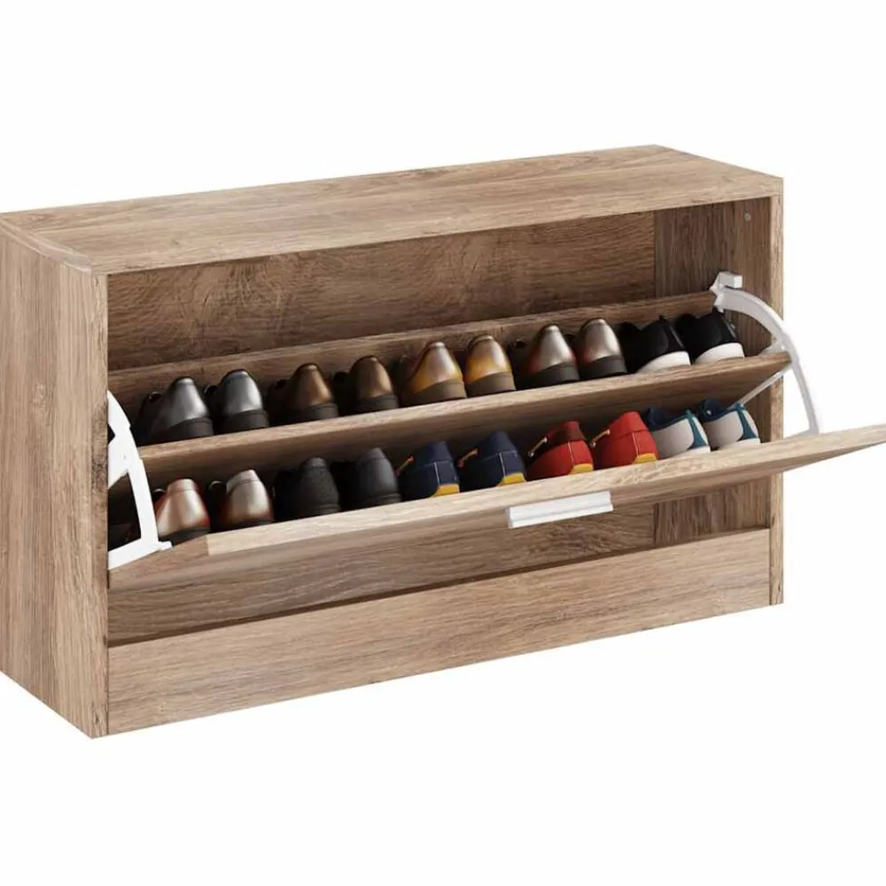 vidaXL Zapatero de color 80x24x45 cm Roble Clearance