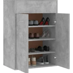 vidaXL Zapatero de contrachapada gris hormigón 60x35x84 cm Gris hormig&oacute;n Best