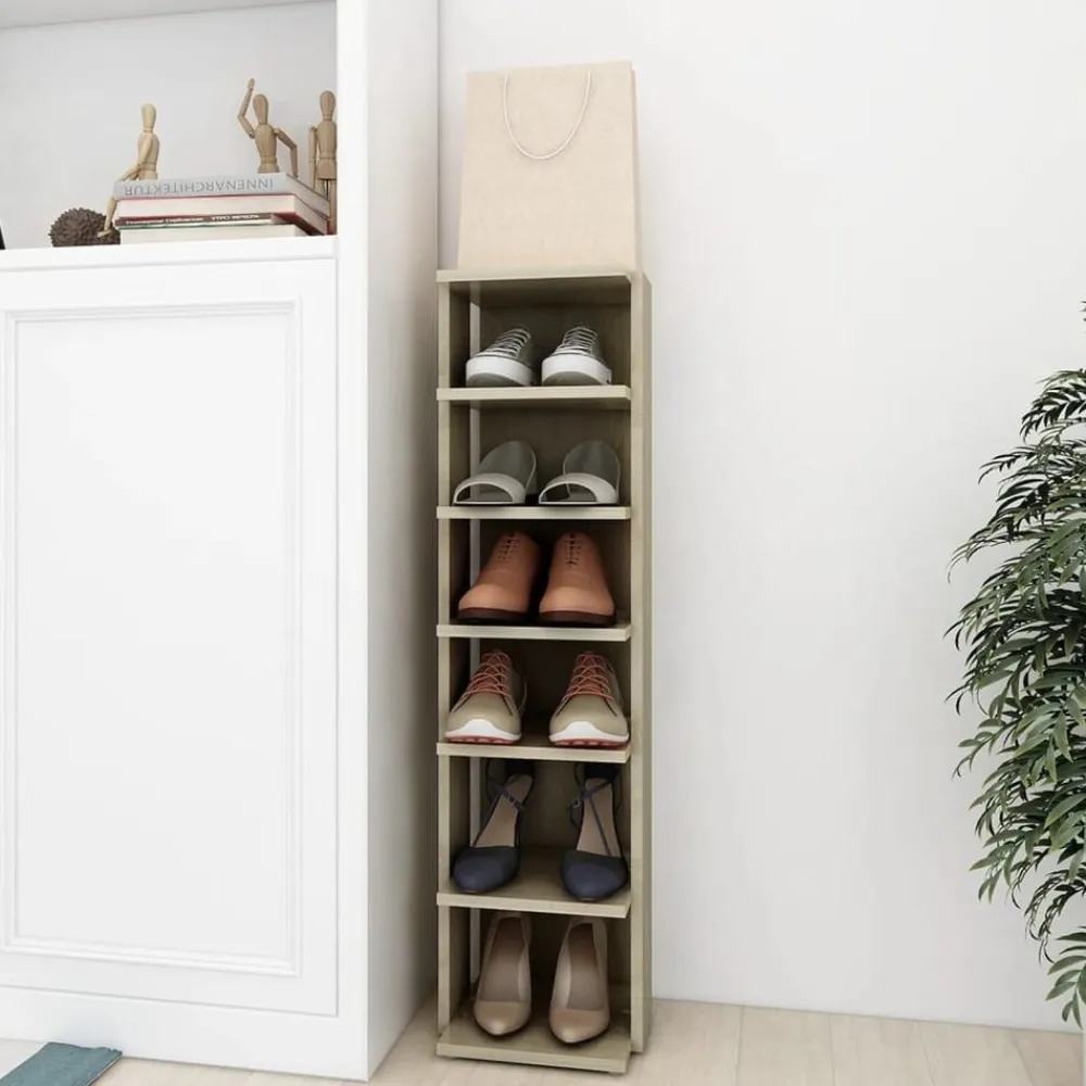 vidaXL Zapatero de ingeniería 27,5x27x102cm Roble Sonoma Best