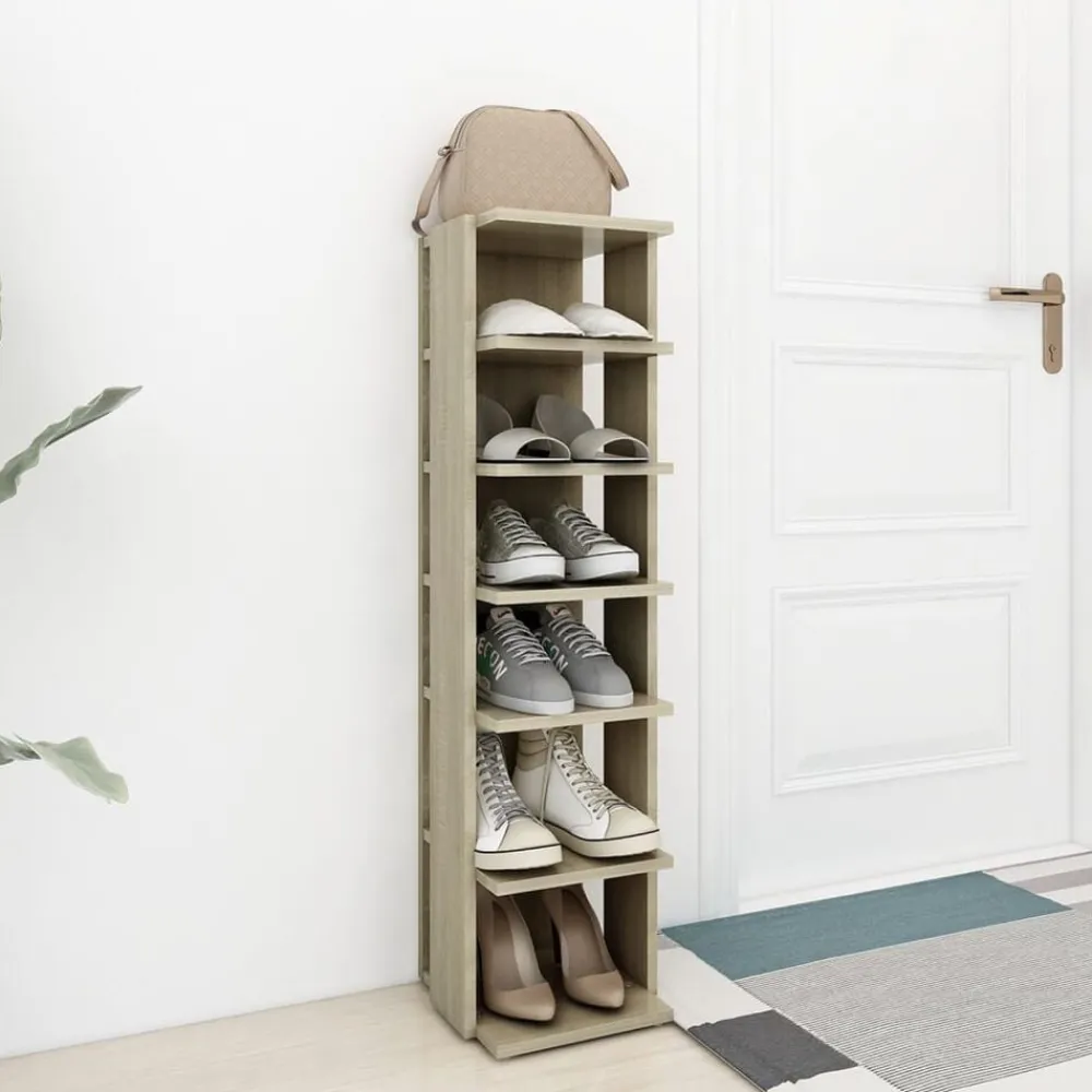 vidaXL Zapatero de ingeniería 27,5x27x102cm Roble Sonoma Best