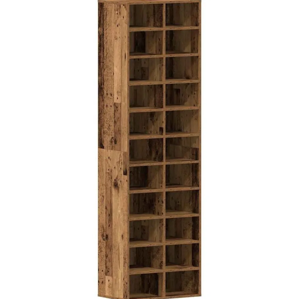 vidaXL Zapatero de madera ingeniería 54x34x183cm Madera antigua New