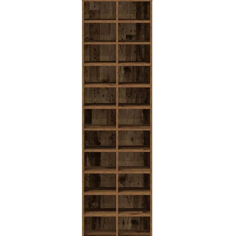 vidaXL Zapatero de madera ingeniería 54x34x183cm Madera antigua New