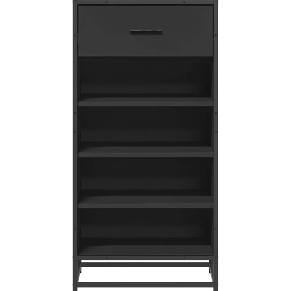 vidaXL Zapatero de madera de ingeniería 48x38x97,5 cm Negro Clearance