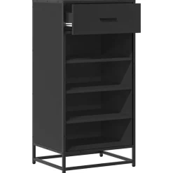 vidaXL Zapatero de madera de ingeniería 48x38x97,5 cm Negro Clearance
