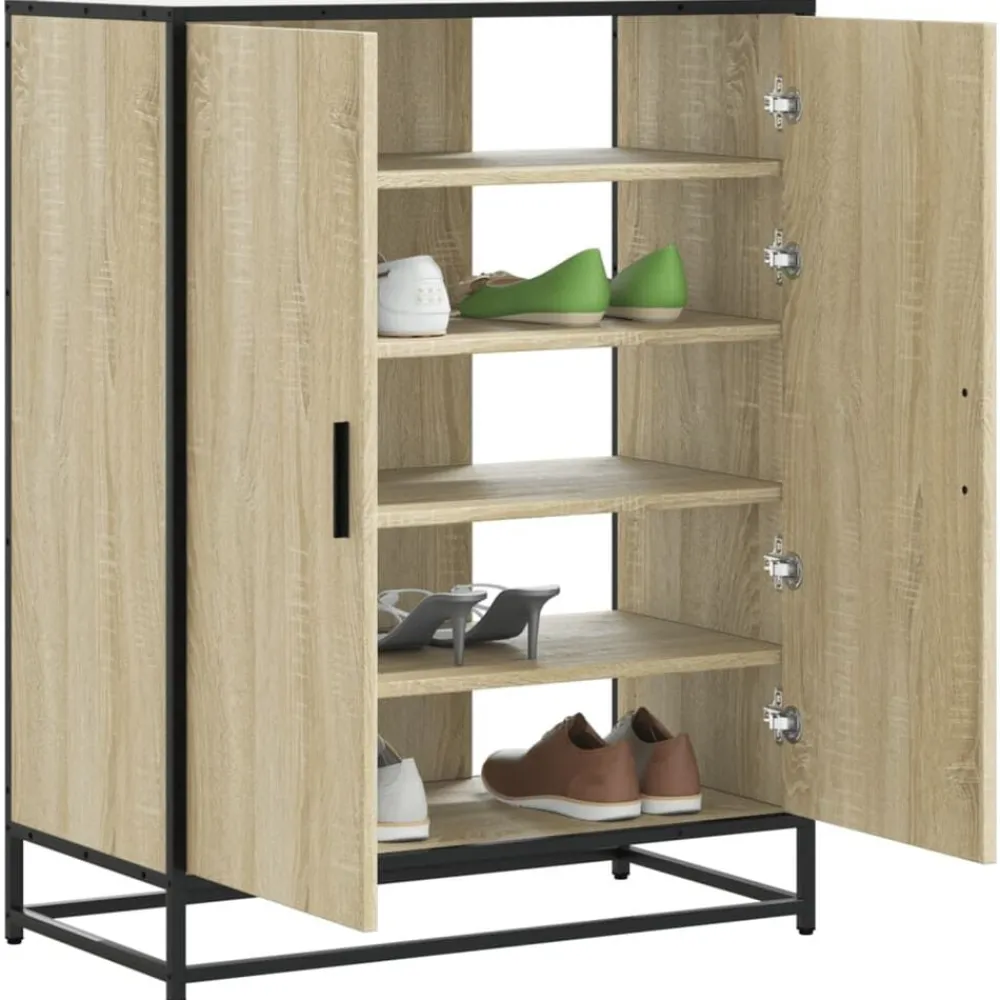 vidaXL Productos Del Hogar-Zapatero de madera y metal 75x38x97,5 cm