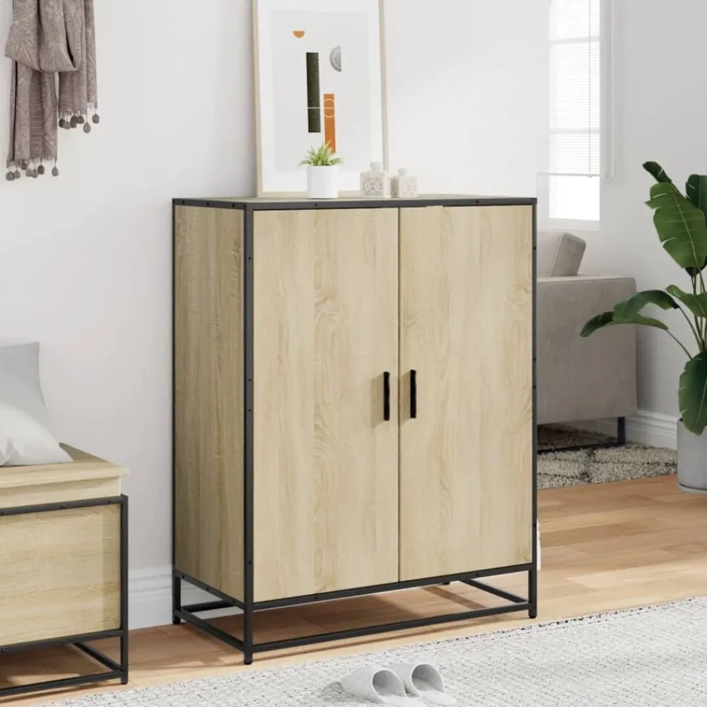 vidaXL Productos Del Hogar-Zapatero de madera y metal 75x38x97,5 cm