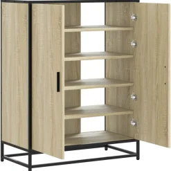 vidaXL Productos Del Hogar-Zapatero de madera y metal 75x38x97,5 cm