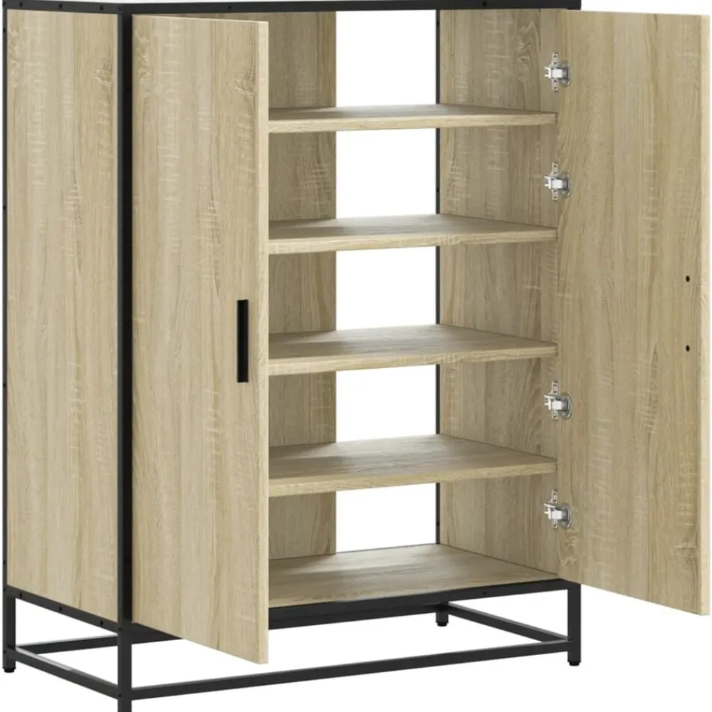 vidaXL Productos Del Hogar-Zapatero de madera y metal 75x38x97,5 cm
