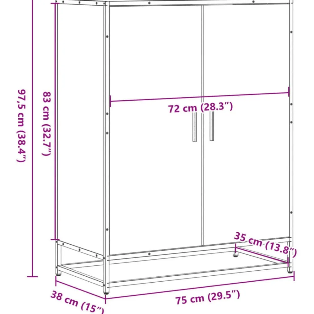 vidaXL Productos Del Hogar-Zapatero de madera y metal 75x38x97,5 cm