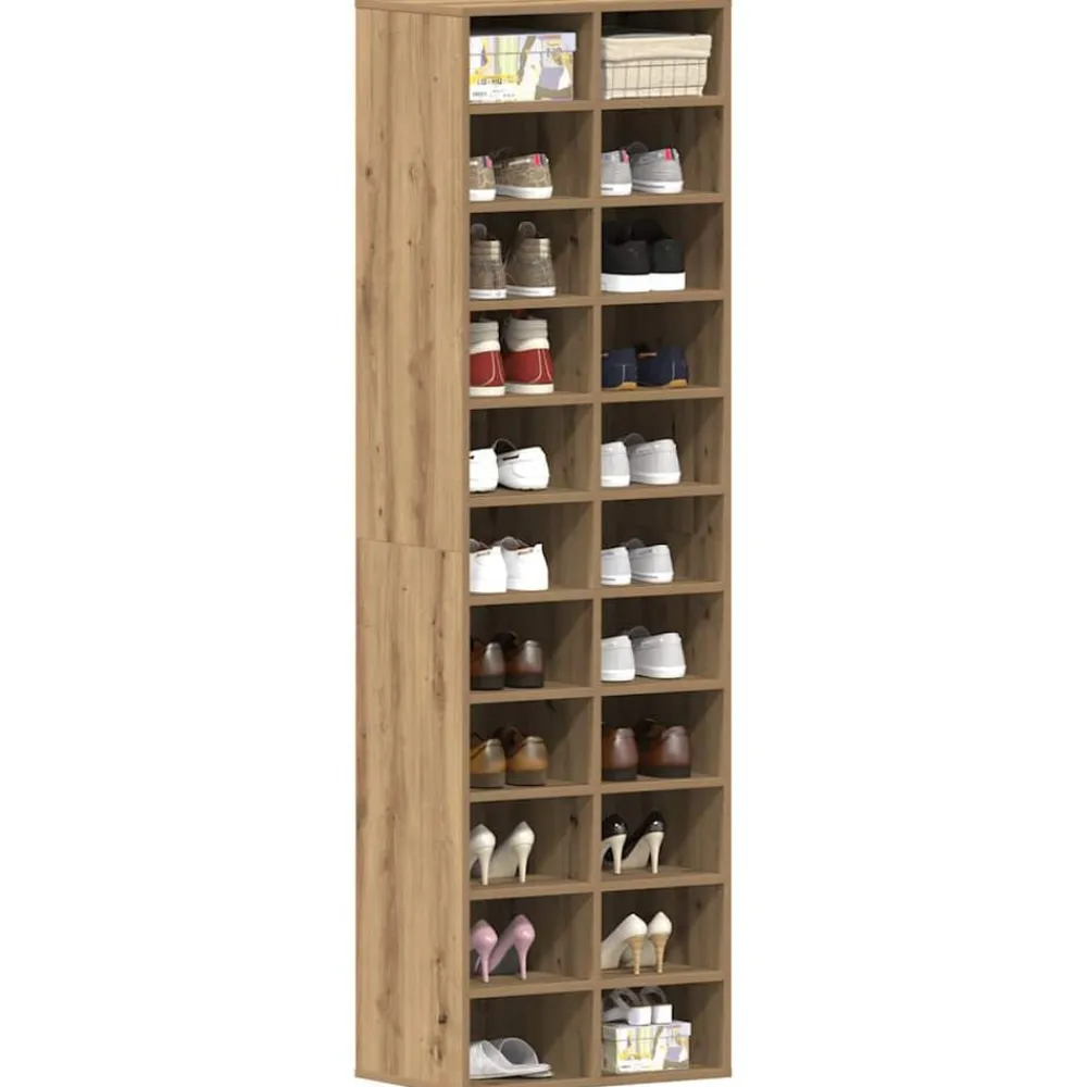 vidaXL Productos Del Hogar-Zapatero de madera contrachapada roble artisian 54x34x183 cm
