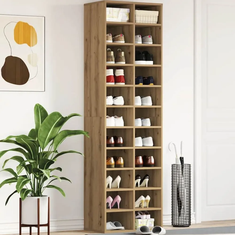 vidaXL Productos Del Hogar-Zapatero de madera contrachapada roble artisian 54x34x183 cm