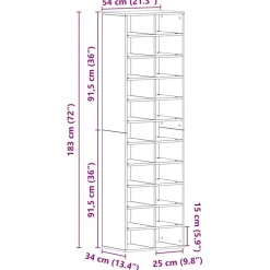 vidaXL Productos Del Hogar-Zapatero de madera contrachapada roble artisian 54x34x183 cm