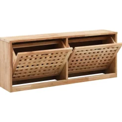 vidaXL Productos Del Hogar-Zapatero de madera maciza de nogal 94x20x38 cm