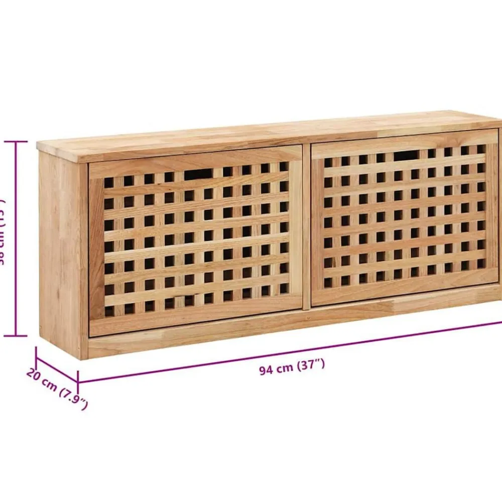 vidaXL Productos Del Hogar-Zapatero de madera maciza de nogal 94x20x38 cm