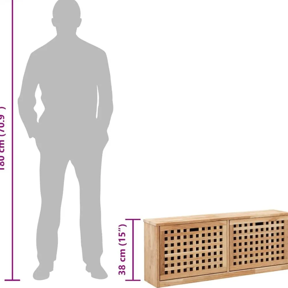 vidaXL Productos Del Hogar-Zapatero de madera maciza de nogal 94x20x38 cm