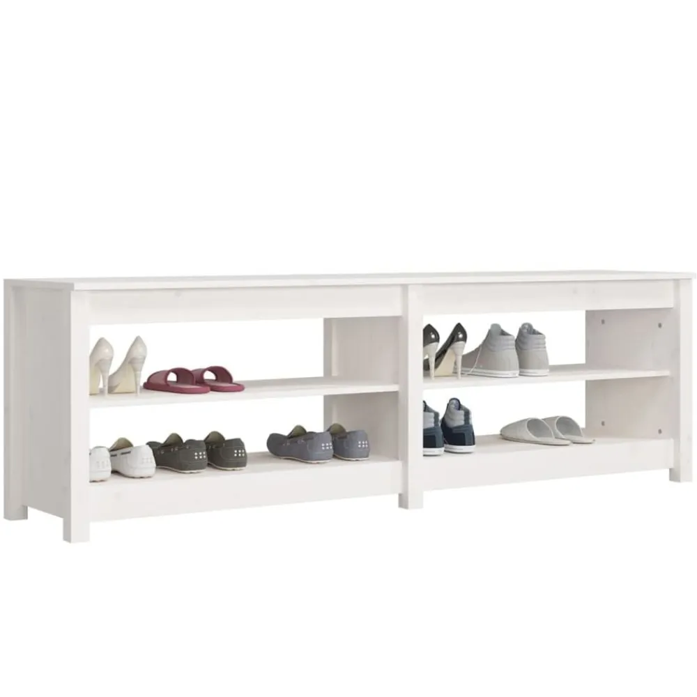 vidaXL Zapatero de madera maciza de pino 160x36,5x50 cm Blanco Online