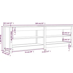 vidaXL Zapatero de madera maciza de pino 160x36,5x50 cm Blanco Online