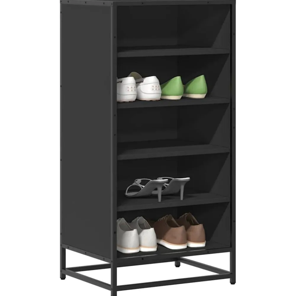 vidaXL Zapatero de madera de ingeniería 48x38x97,5 cm Negro Best