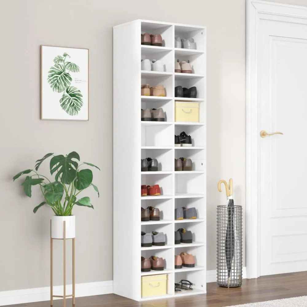 vidaXL Zapatero de madera contrachapada 54x34x183 cm Blanco Hot