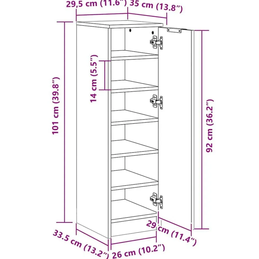 vidaXL Productos Del Hogar|Armarios Y Almacenamiento-Zapatero de madera contrachapada 30x35x100 cm