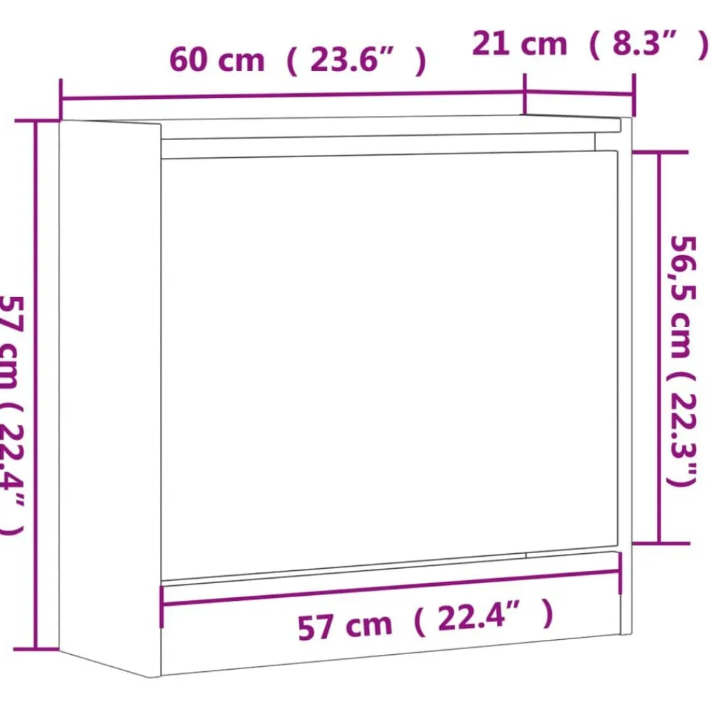 vidaXL Productos Del Hogar-Zapatero de madera de ingeniería 60x21x57 cm