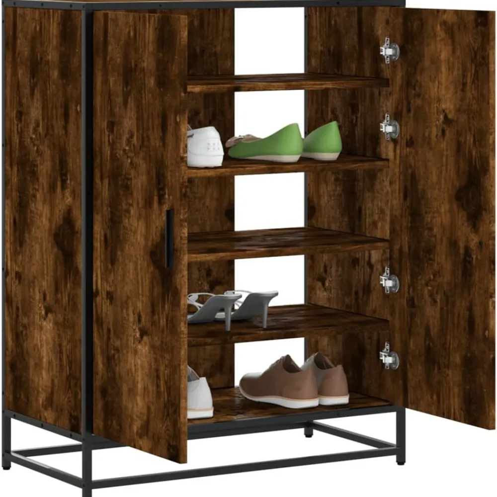 vidaXL Productos Del Hogar-Zapatero de madera y metal 75x38x97,5 cm