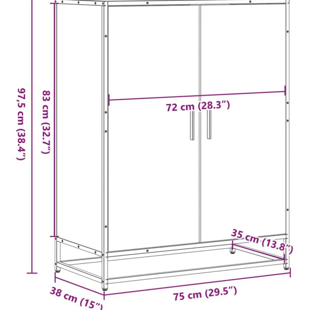 vidaXL Productos Del Hogar-Zapatero de madera y metal 75x38x97,5 cm