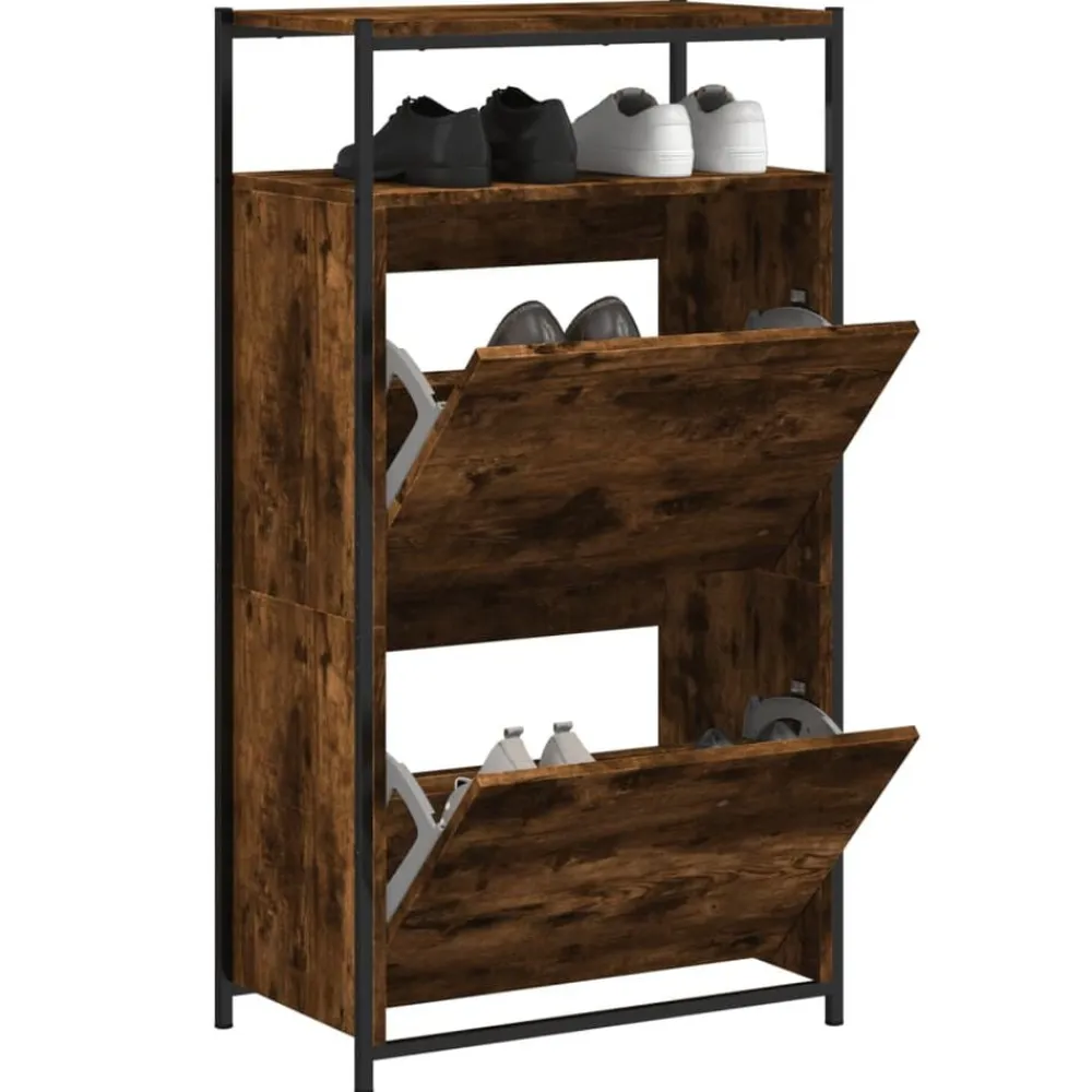 vidaXL Productos Del Hogar-Zapatero de madera de ingeniería 60x34x112 cm