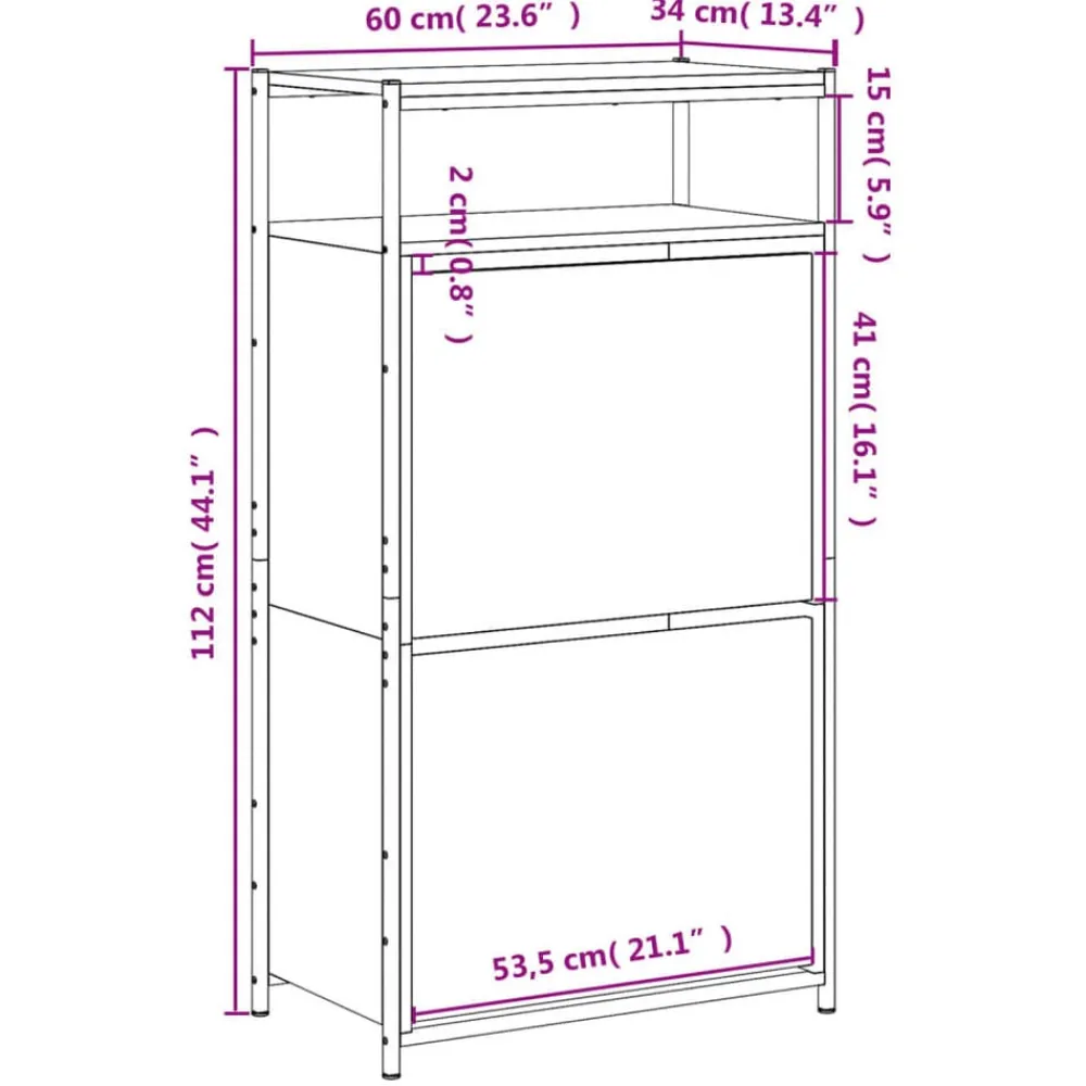 vidaXL Productos Del Hogar-Zapatero de madera de ingeniería 60x34x112 cm