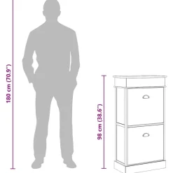 vidaXL Productos Del Hogar-Zapatero de madera de Paulownia marrón 50x28x98 cm