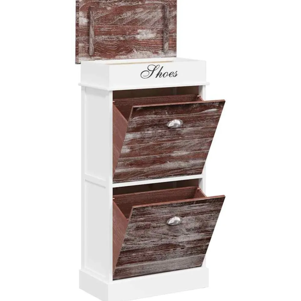 vidaXL Productos Del Hogar-Zapatero de madera de Paulownia marrón 50x28x98 cm