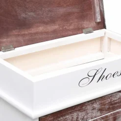 vidaXL Productos Del Hogar-Zapatero de madera de Paulownia marrón 50x28x98 cm