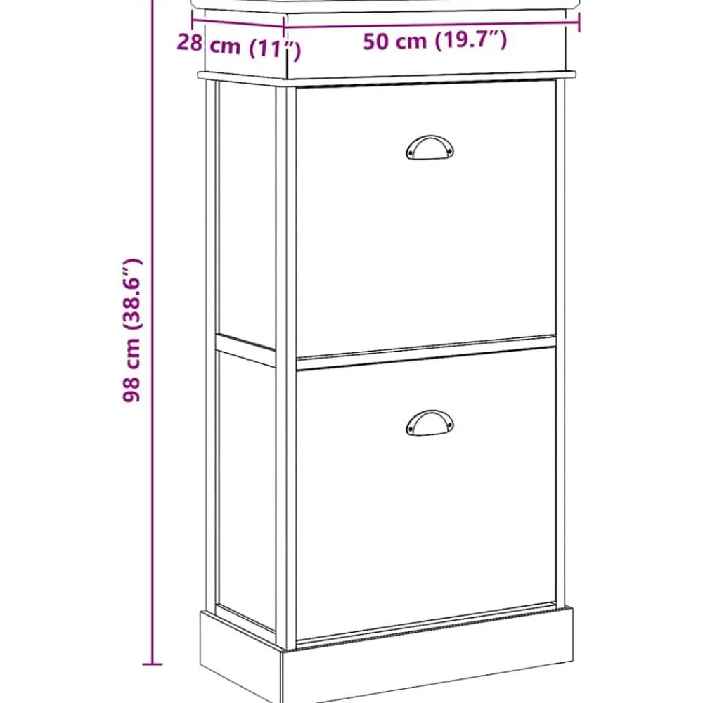 vidaXL Productos Del Hogar-Zapatero de madera de Paulownia marrón 50x28x98 cm