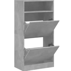 vidaXL Zapatero de madera de ingeniería gris hormigón 60x34x116 cm Gris hormigón Discount