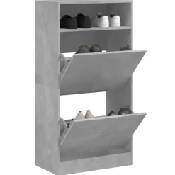 vidaXL Zapatero de madera de ingeniería gris hormigón 60x34x116 cm Gris hormig&oacute;n Discount