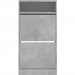 vidaXL Zapatero de madera de ingeniería gris hormigón 60x34x116 cm Gris hormigón Discount