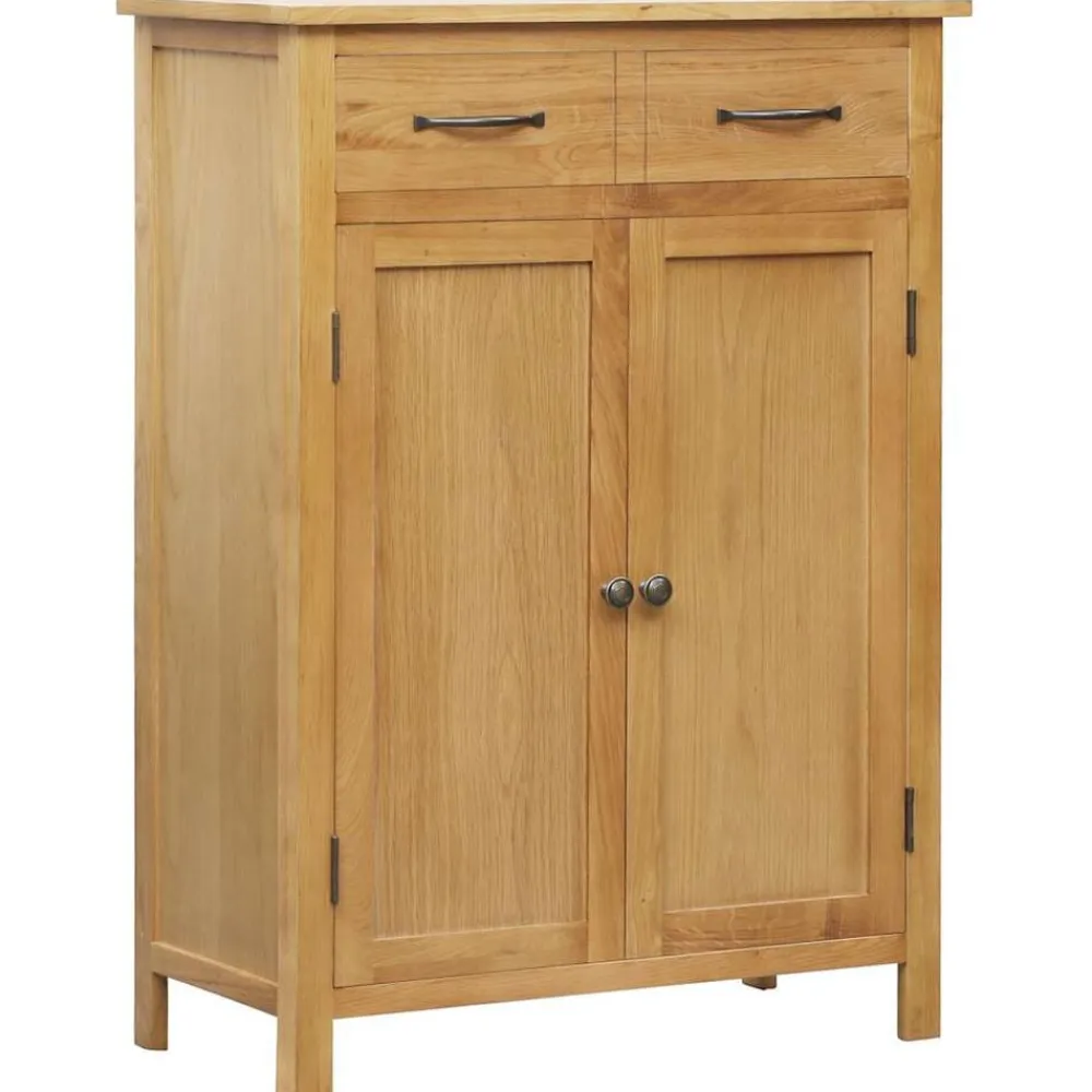 vidaXL Productos Del Hogar-Zapatero de madera maciza de roble 76x37x105 cm