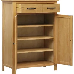 vidaXL Productos Del Hogar-Zapatero de madera maciza de roble 76x37x105 cm