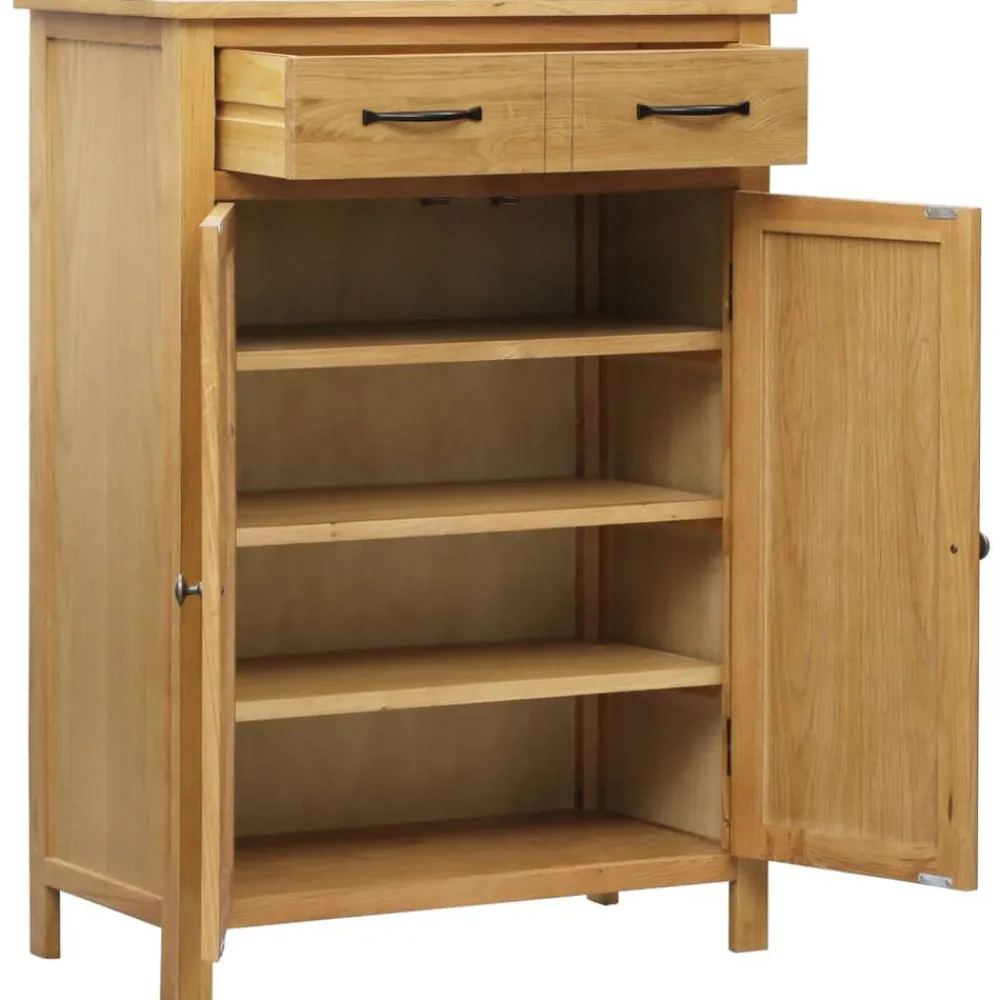 vidaXL Productos Del Hogar-Zapatero de madera maciza de roble 76x37x105 cm