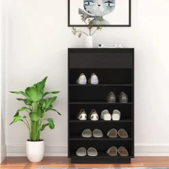 vidaXL Productos Del Hogar-Zapatero de madera maciza de pino 60x34x105 cm