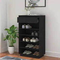 vidaXL Productos Del Hogar-Zapatero de madera maciza de pino 60x34x105 cm