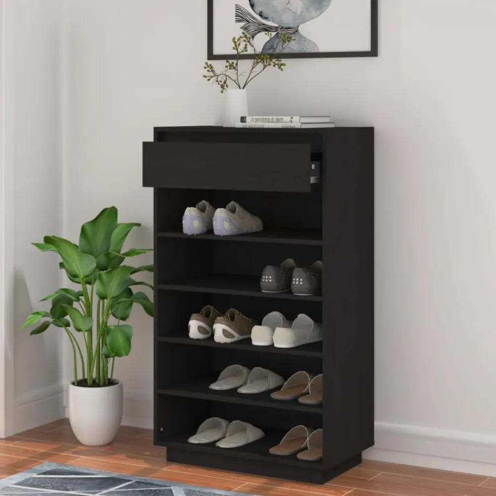 vidaXL Productos Del Hogar-Zapatero de madera maciza de pino 60x34x105 cm