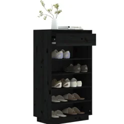 vidaXL Productos Del Hogar-Zapatero de madera maciza de pino 60x34x105 cm