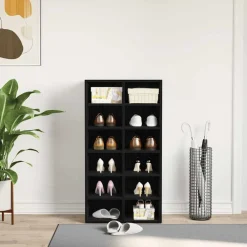 vidaXL Zapatero de madera de 54x34x100,5 cm Roble negro New
