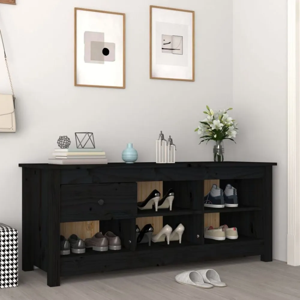 vidaXL Productos Del Hogar-Zapatero de madera maciza de pino 110x38x45,5 cm