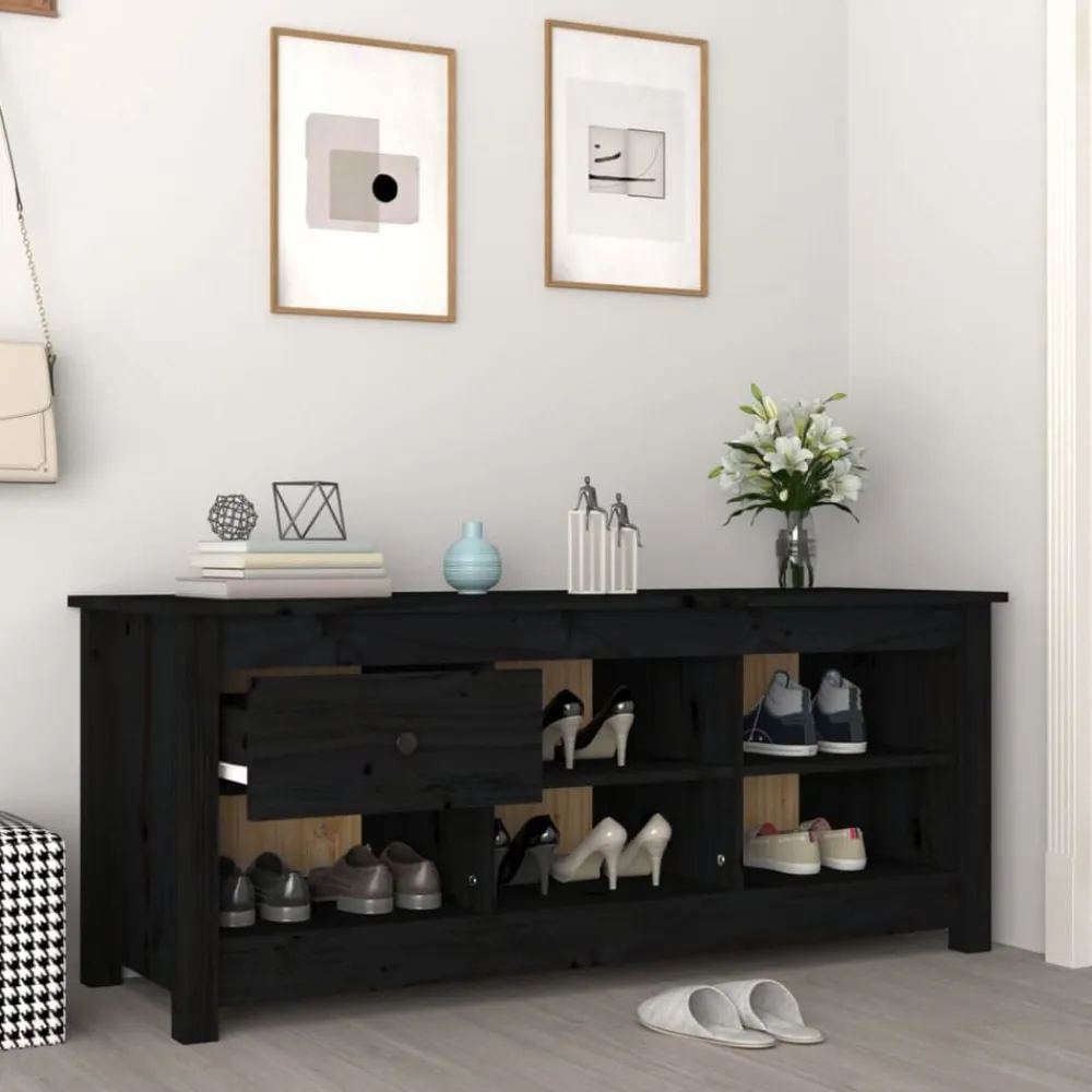 vidaXL Productos Del Hogar-Zapatero de madera maciza de pino 110x38x45,5 cm