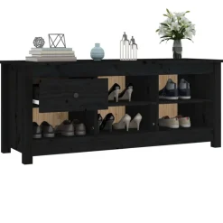 vidaXL Productos Del Hogar-Zapatero de madera maciza de pino 110x38x45,5 cm