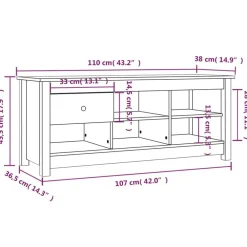 vidaXL Productos Del Hogar-Zapatero de madera maciza de pino 110x38x45,5 cm