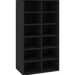 vidaXL Zapatero de madera contrachapada blanco 54x34x100,5 cm Negro Hot